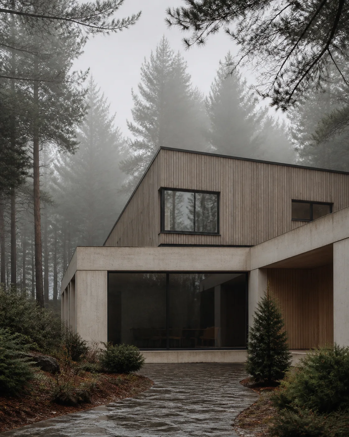 Maison entre les pins